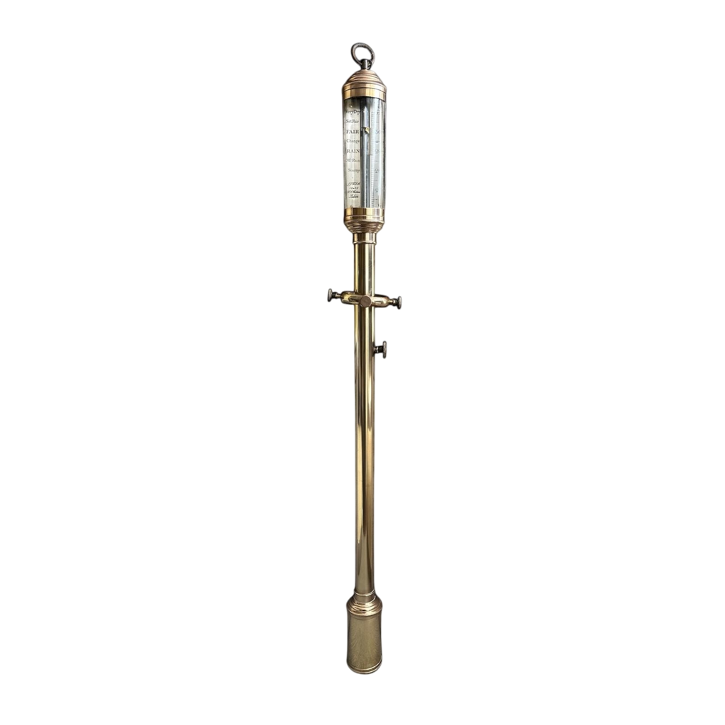 Antique, Victorian, Portuguese, Marine Barometer, Brass-Cased, R.N. Desterro, Lisbon, 97cm