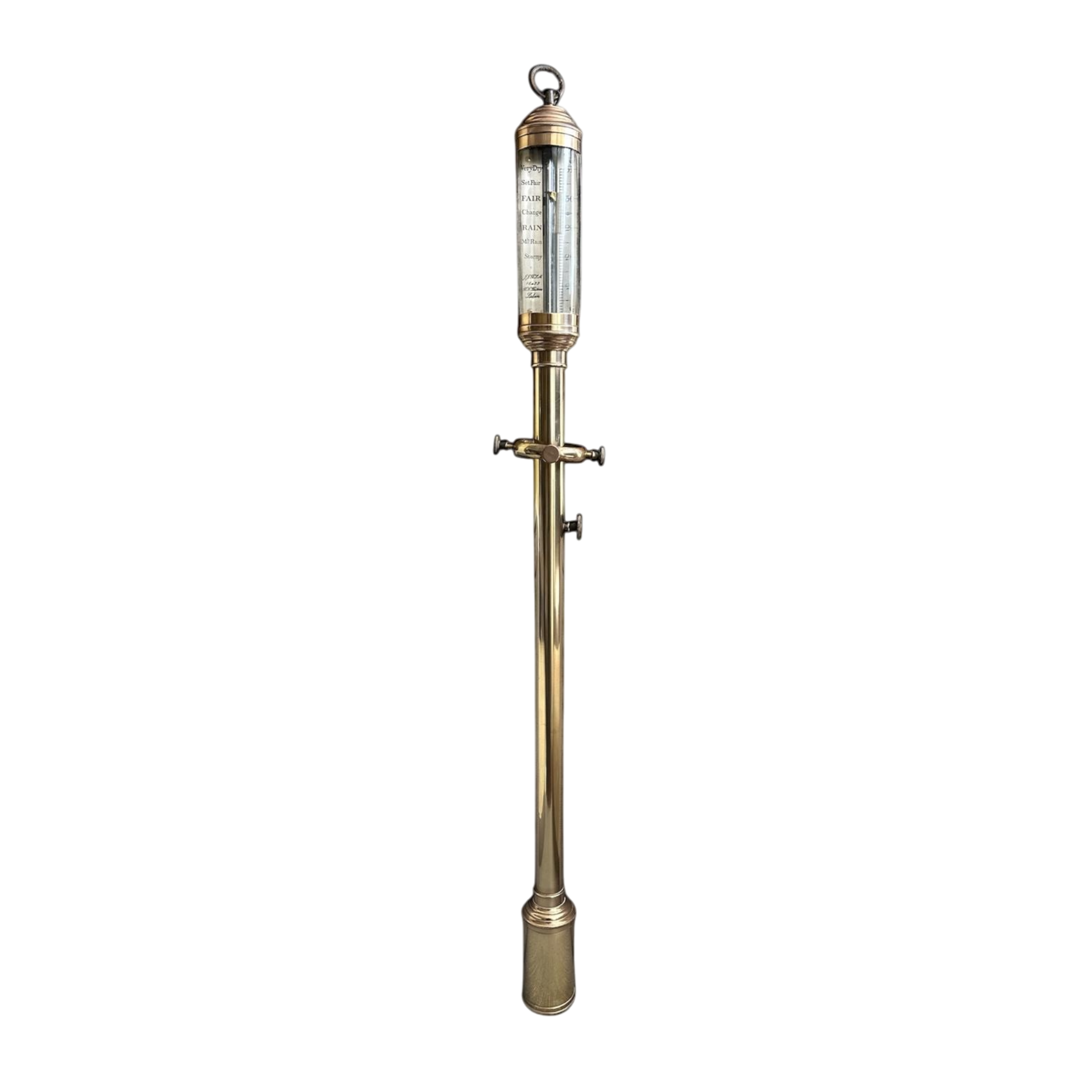 Antique, Victorian, Portuguese, Marine Barometer, Brass-Cased, R.N. Desterro, Lisbon, 97cm