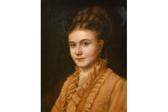 Oil Painting, Portrait of Alice Gore, William Henry Gore, Gilt-Framed 19th-Century Acrylic Painting on Canvas “ Contemporary, Corfu or Santorini Coastal Village scene