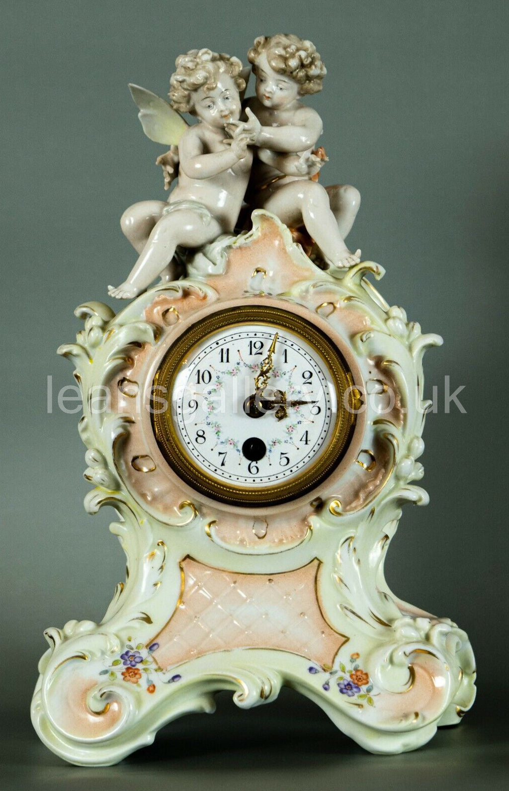 Mantle Clock, German, Porcelain Antique, Richard Eckett & Co