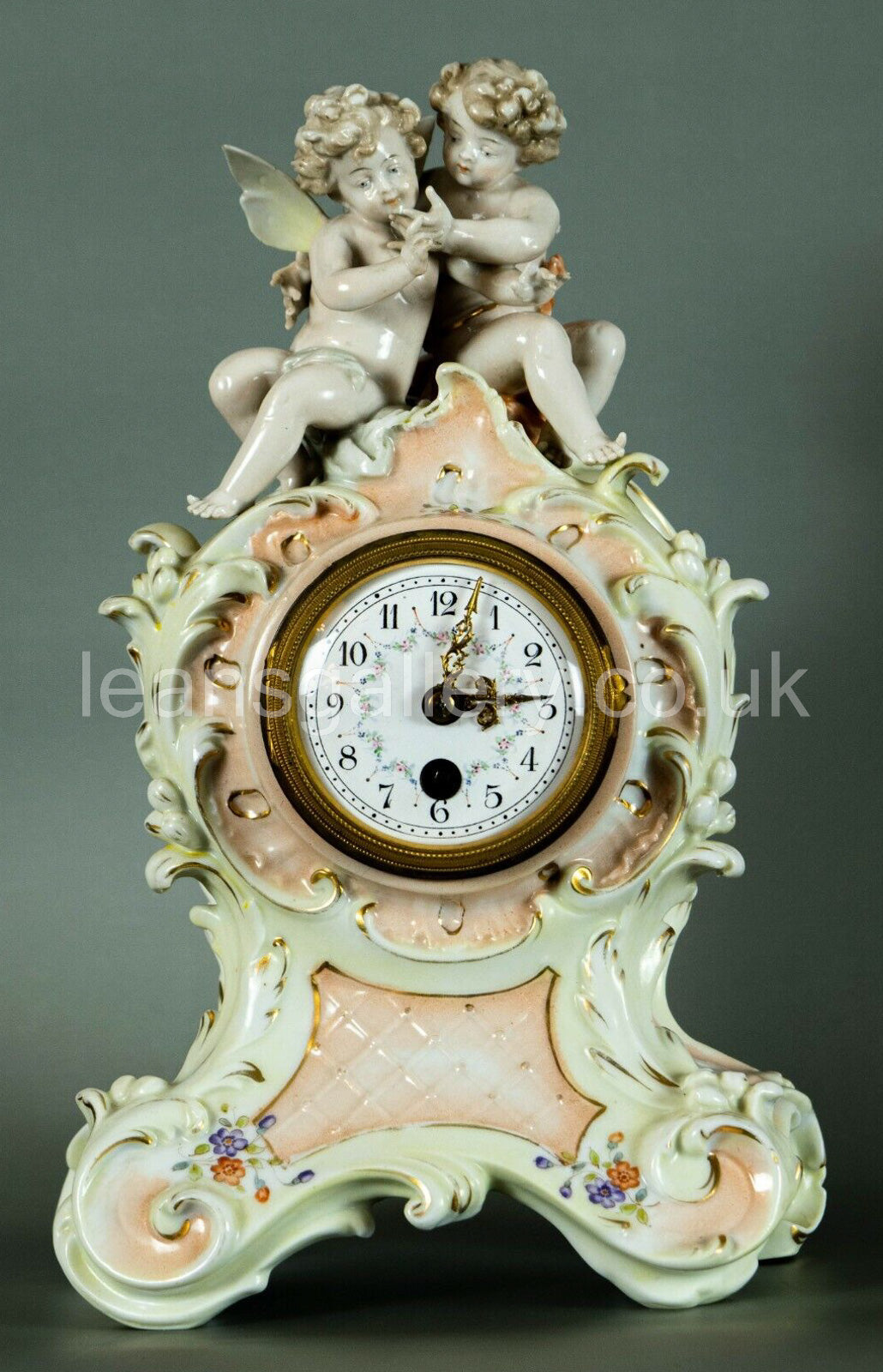 Mantle Clock, German, Porcelain Antique, Richard Eckett & Co
