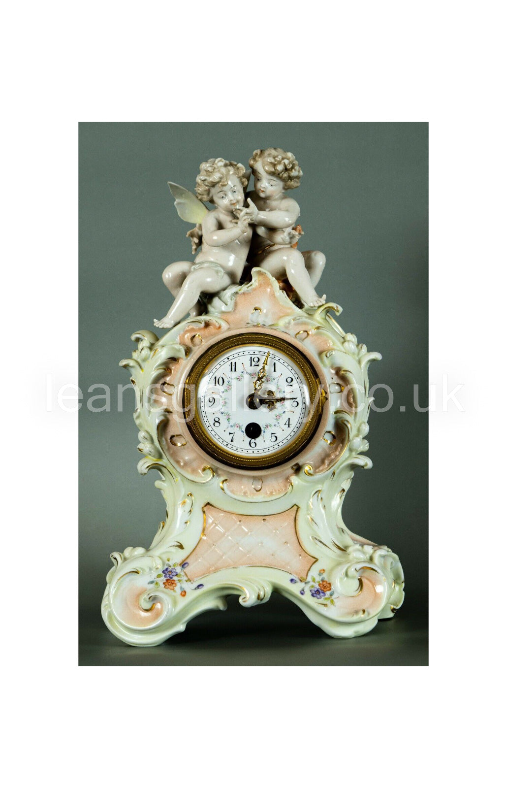 Mantle Clock, German, Porcelain Antique, Richard Eckett & Co