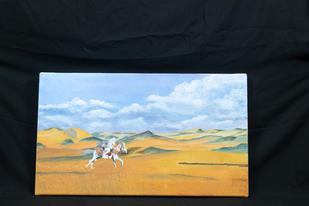 Oil Painting, Horse Rider, beautiful Desert scene