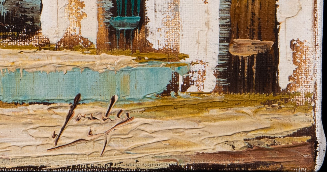 Contemporary, oil painting , Santorini, 'Coastal Serenity'