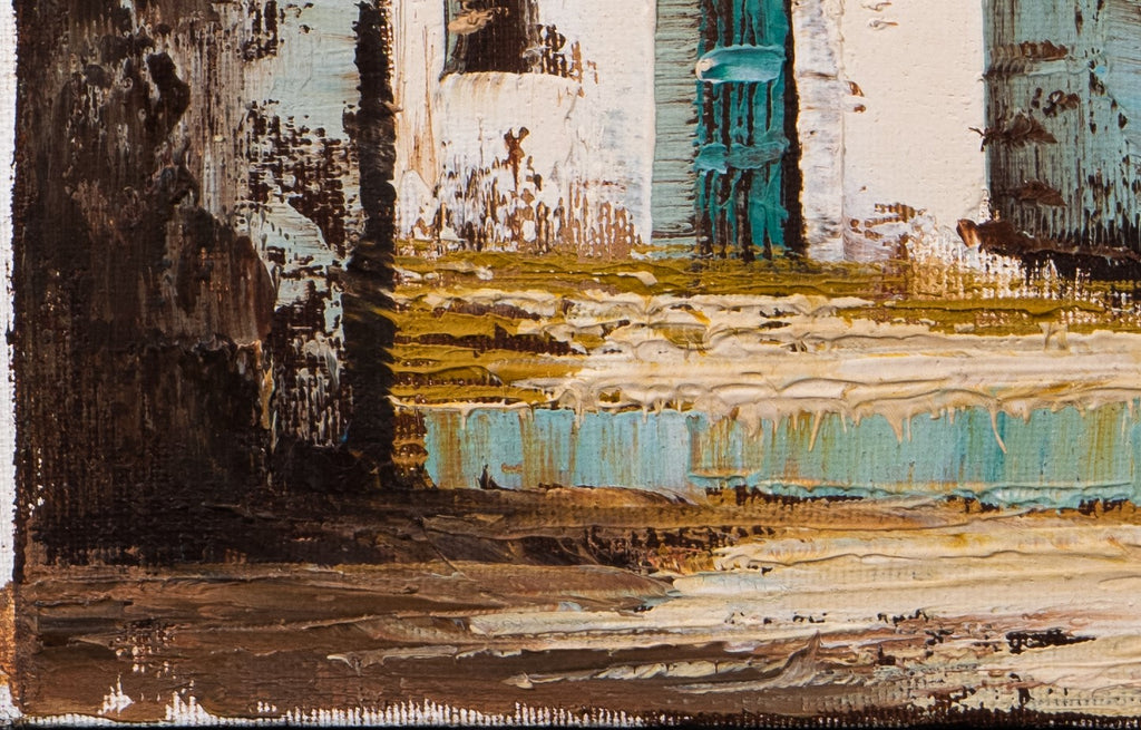 Contemporary, oil painting , Santorini, 'Coastal Serenity'