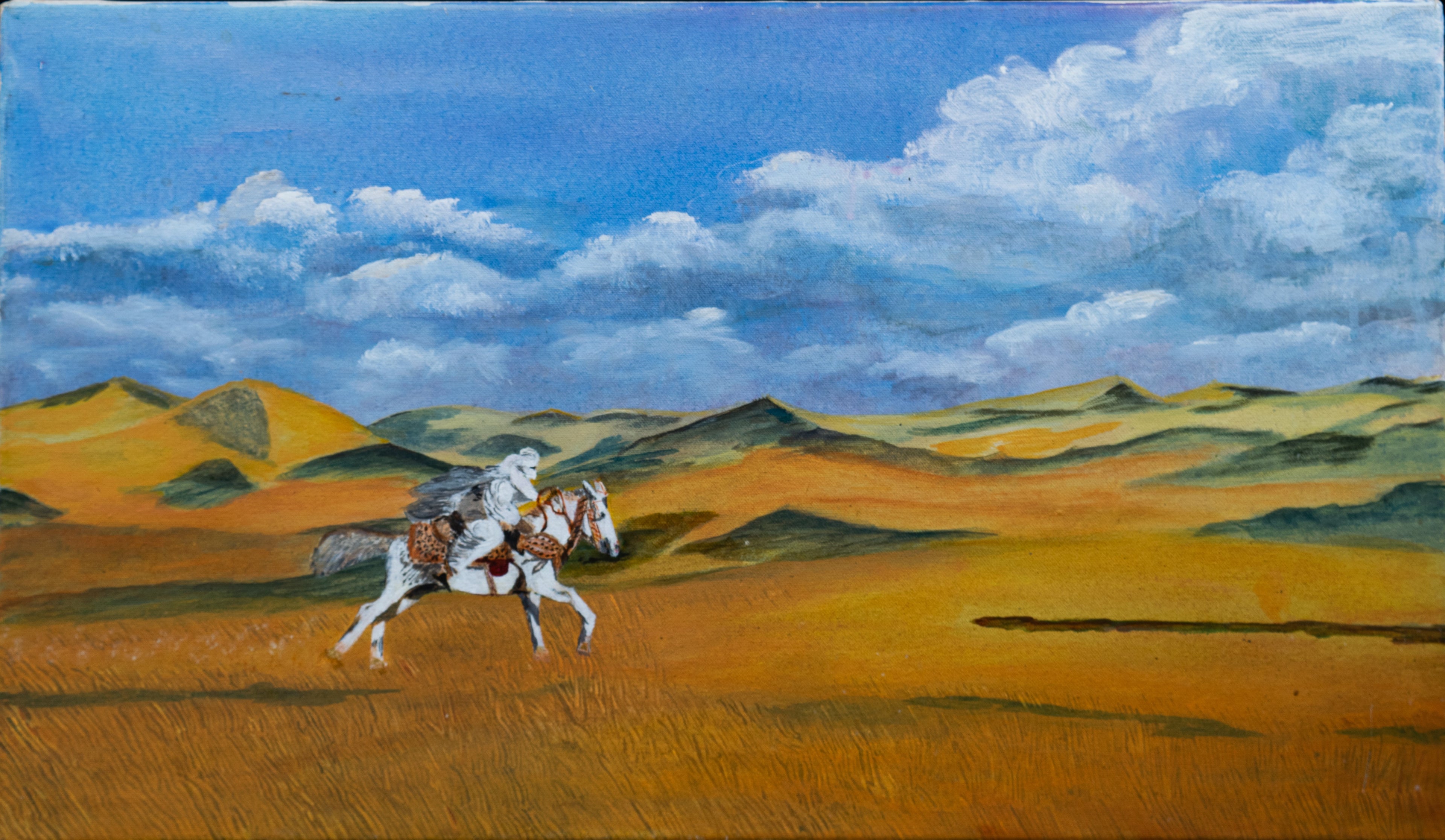 Oil Painting, Horse Rider, beautiful Desert scene