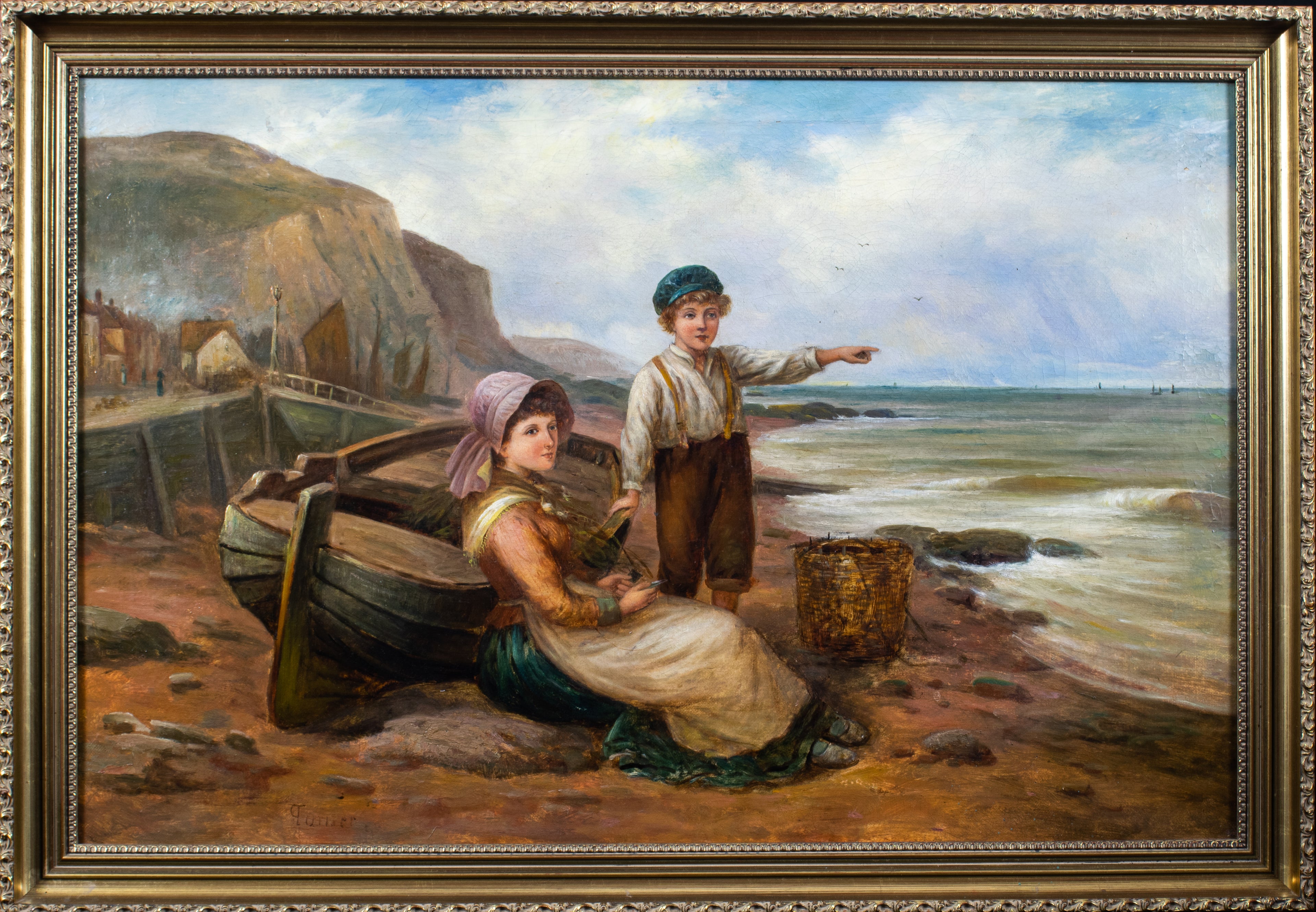 Painting, 'Waiting for Papa', G Turner, Oil on canvas