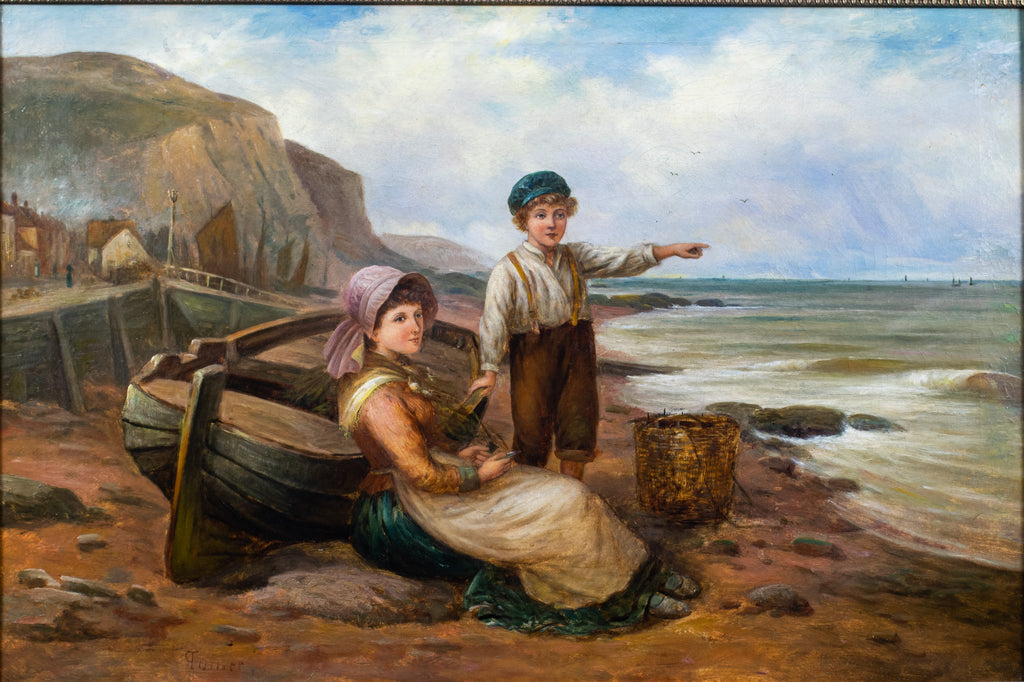 Painting, 'Waiting for Papa', G Turner, Oil on canvas