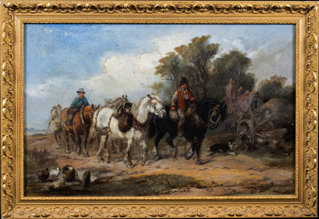 Oil Painting, Travelling Horsemen, Antique, Gilt Frame, Harden Sidney Melville