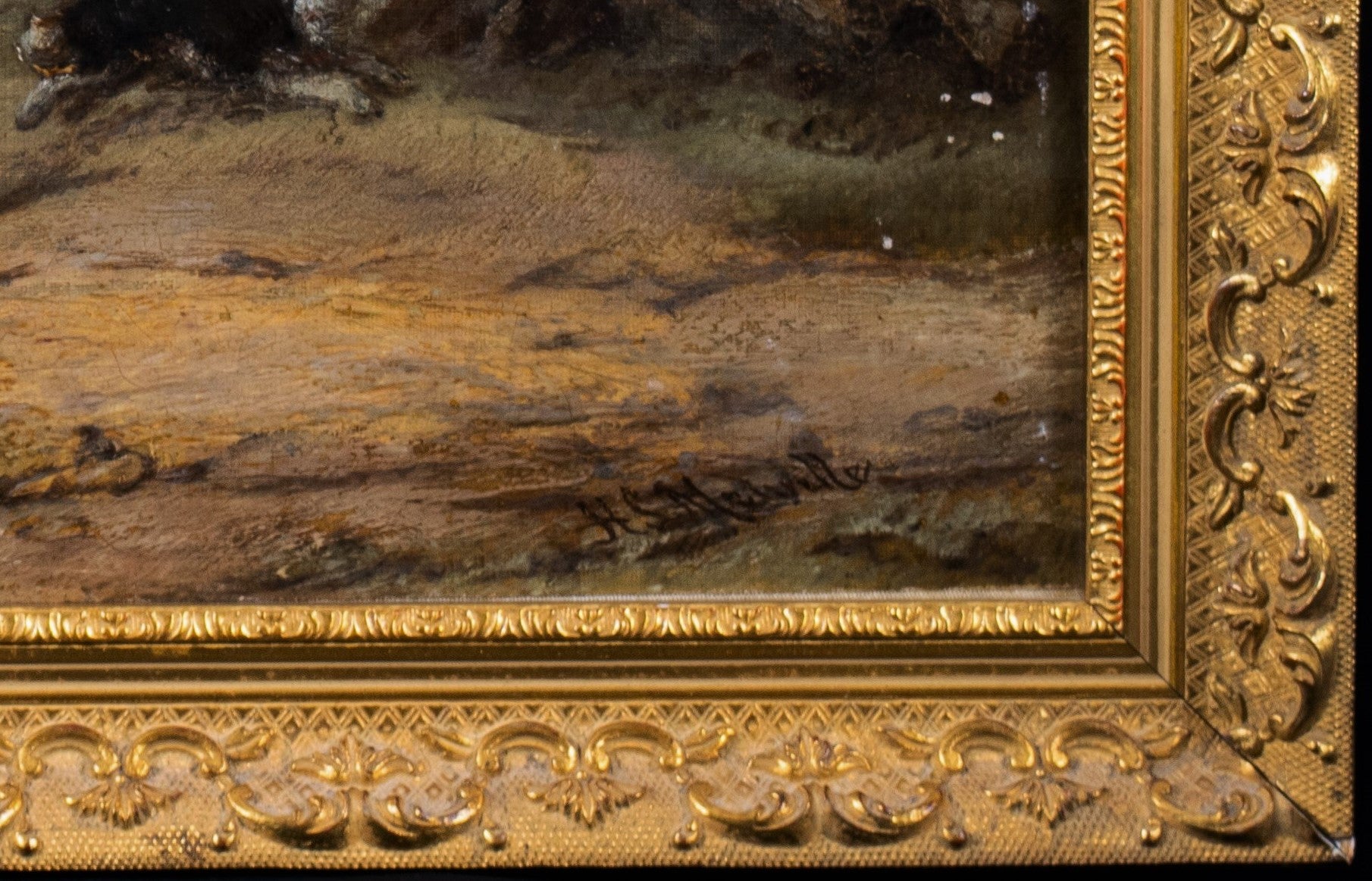 Oil Painting, Travelling Horsemen, Antique, Gilt Frame, Harden Sidney Melville