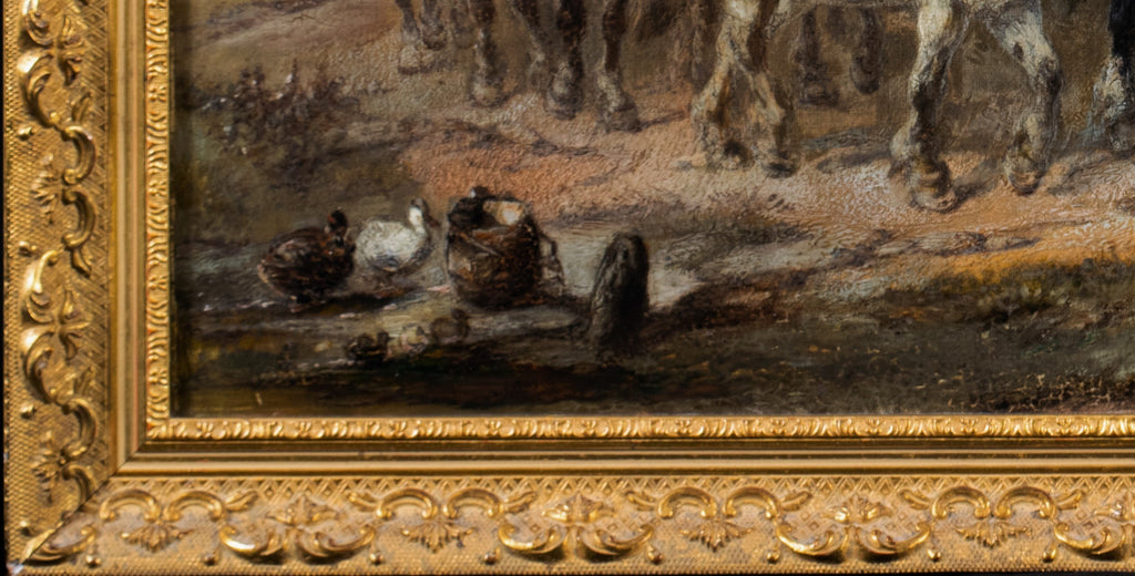 Oil Painting, Travelling Horsemen, Antique, Gilt Frame, Harden Sidney Melville