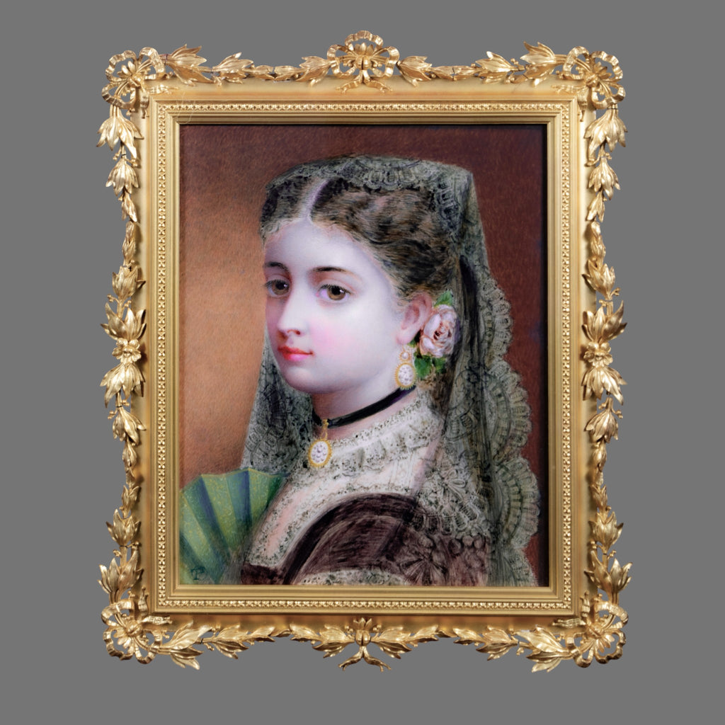 Watercolour, 19th century, Spanish Princess, Gilt framed