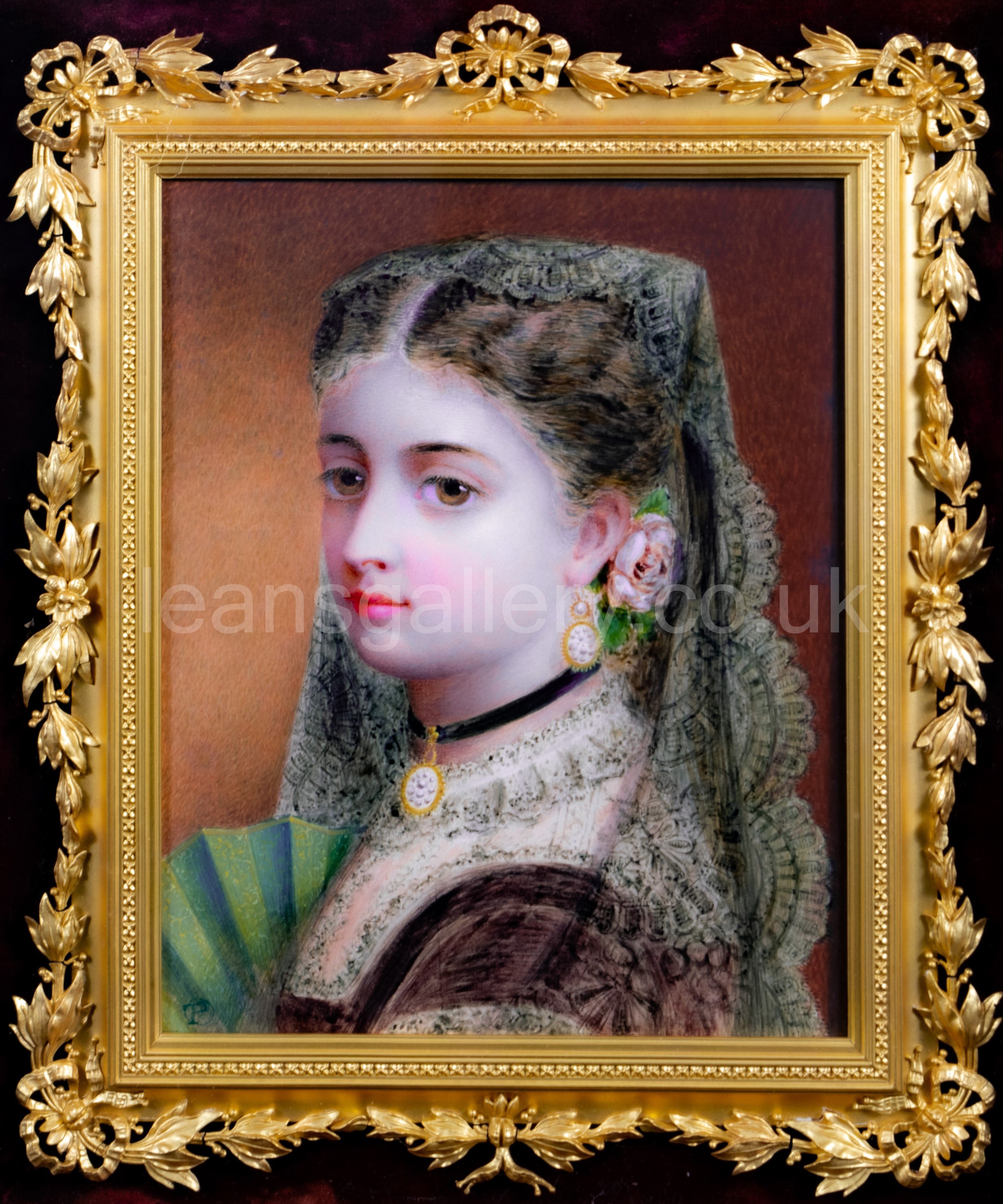 Watercolour, 19th century, Spanish Princess, Gilt framed