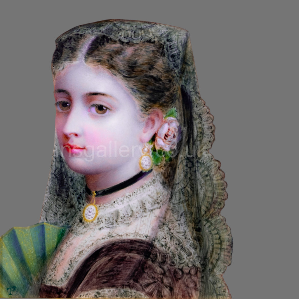 Watercolour, 19th century, Spanish Princess, Gilt framed
