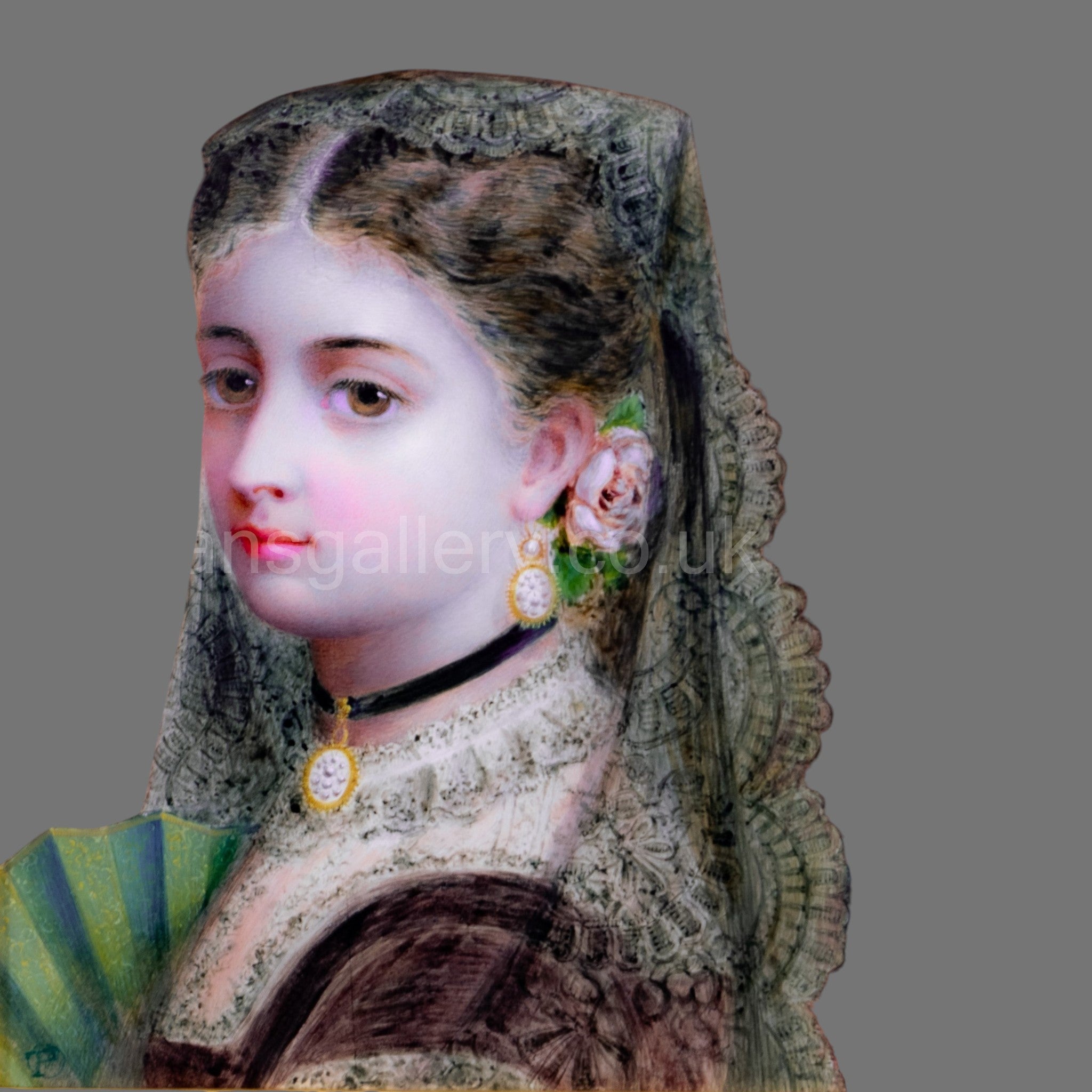 Watercolour, 19th century, Spanish Princess, Gilt framed