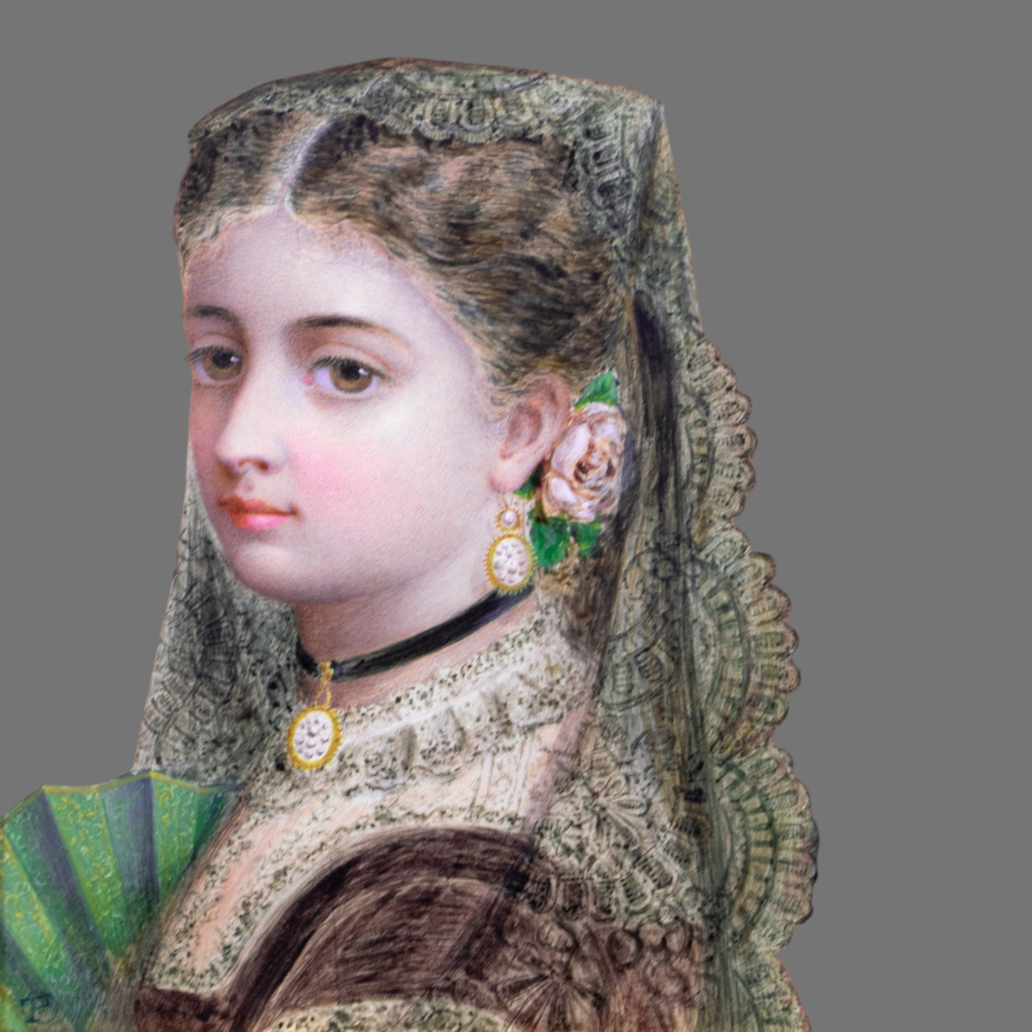 Watercolour, 19th century, Spanish Princess, Gilt framed