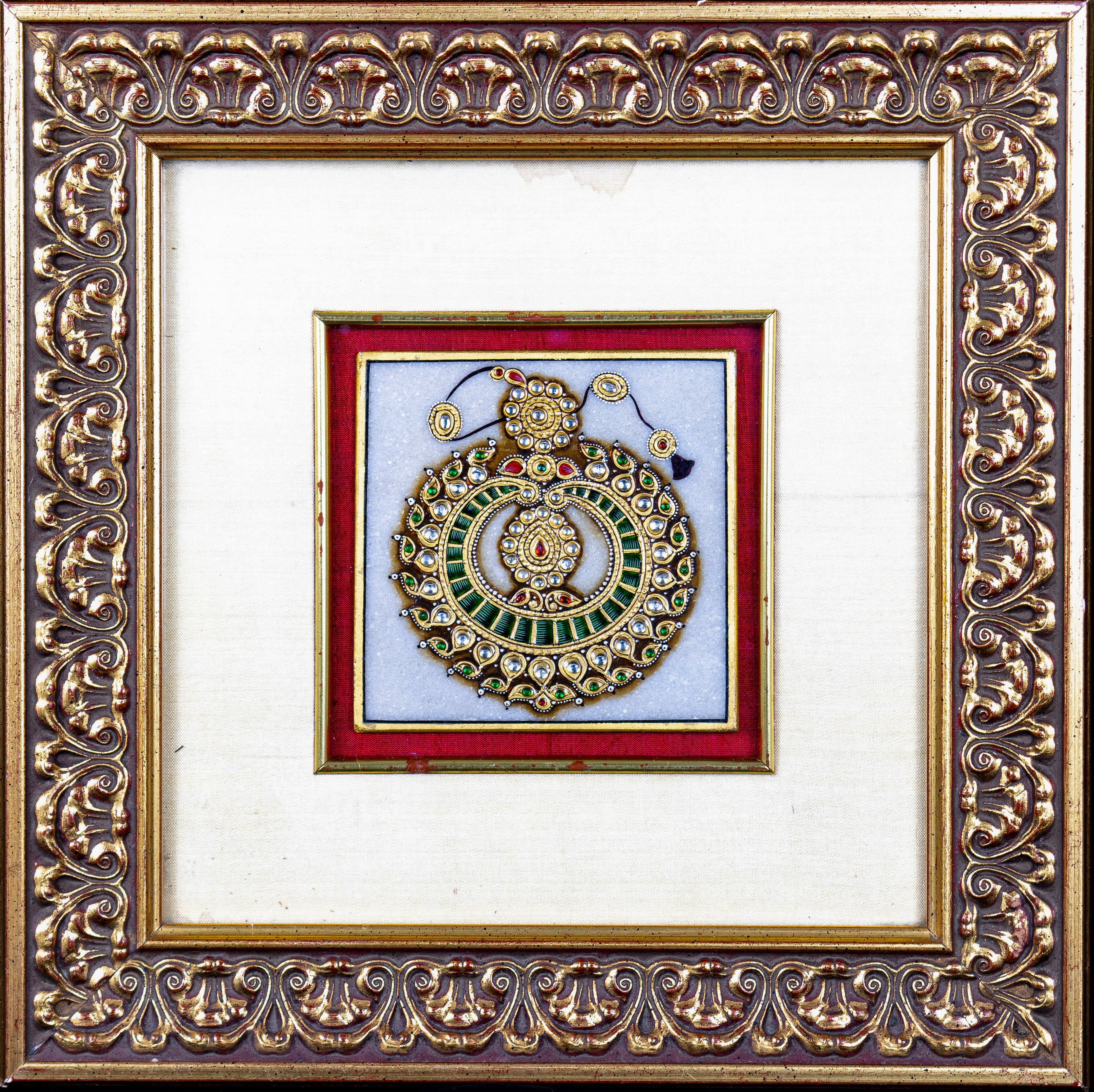 Antique Jewellery in a frame, Alabaster,Indian