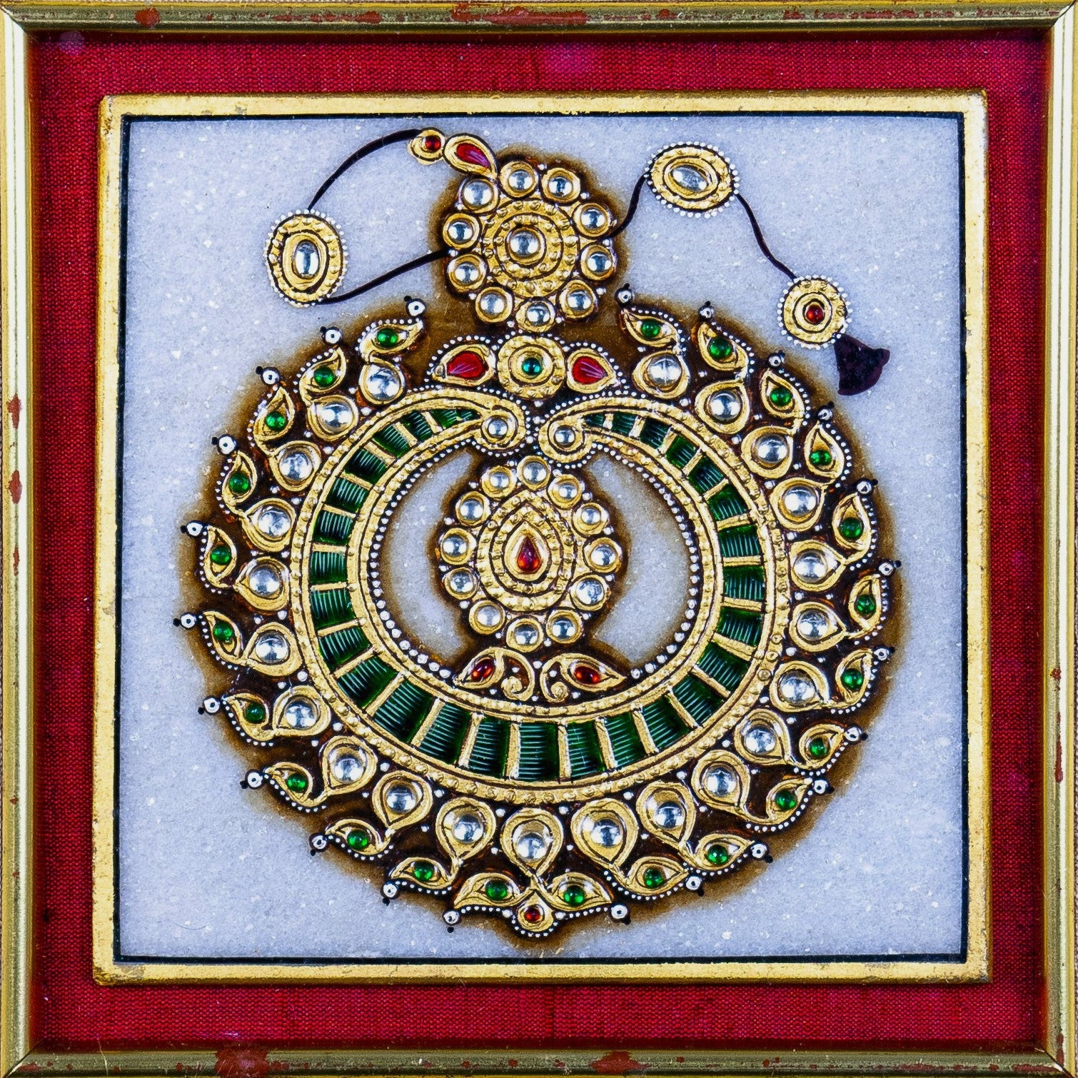 Antique Jewellery in a frame, Alabaster,Indian