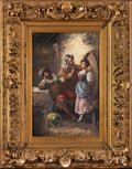 Tavern Scene Italian signed F Torini and gilt framed