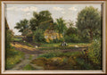 Oil Painting, Hamburg Village Scene, Rudolph Albert, Becker-Heyer
