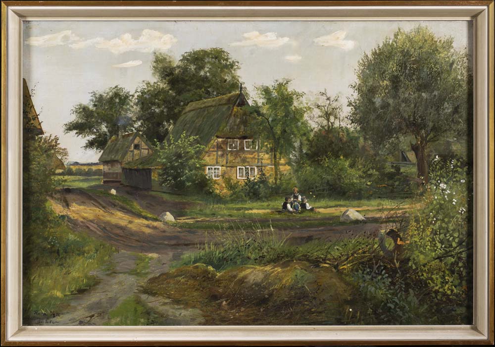 Oil Painting, Hamburg Village Scene, Rudolph Albert, Becker-Heyer