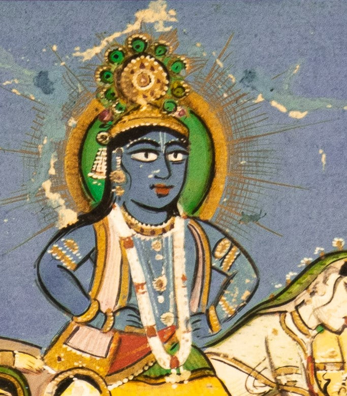Miniature Painting, Indian, Visnu on a Horse, Antique
