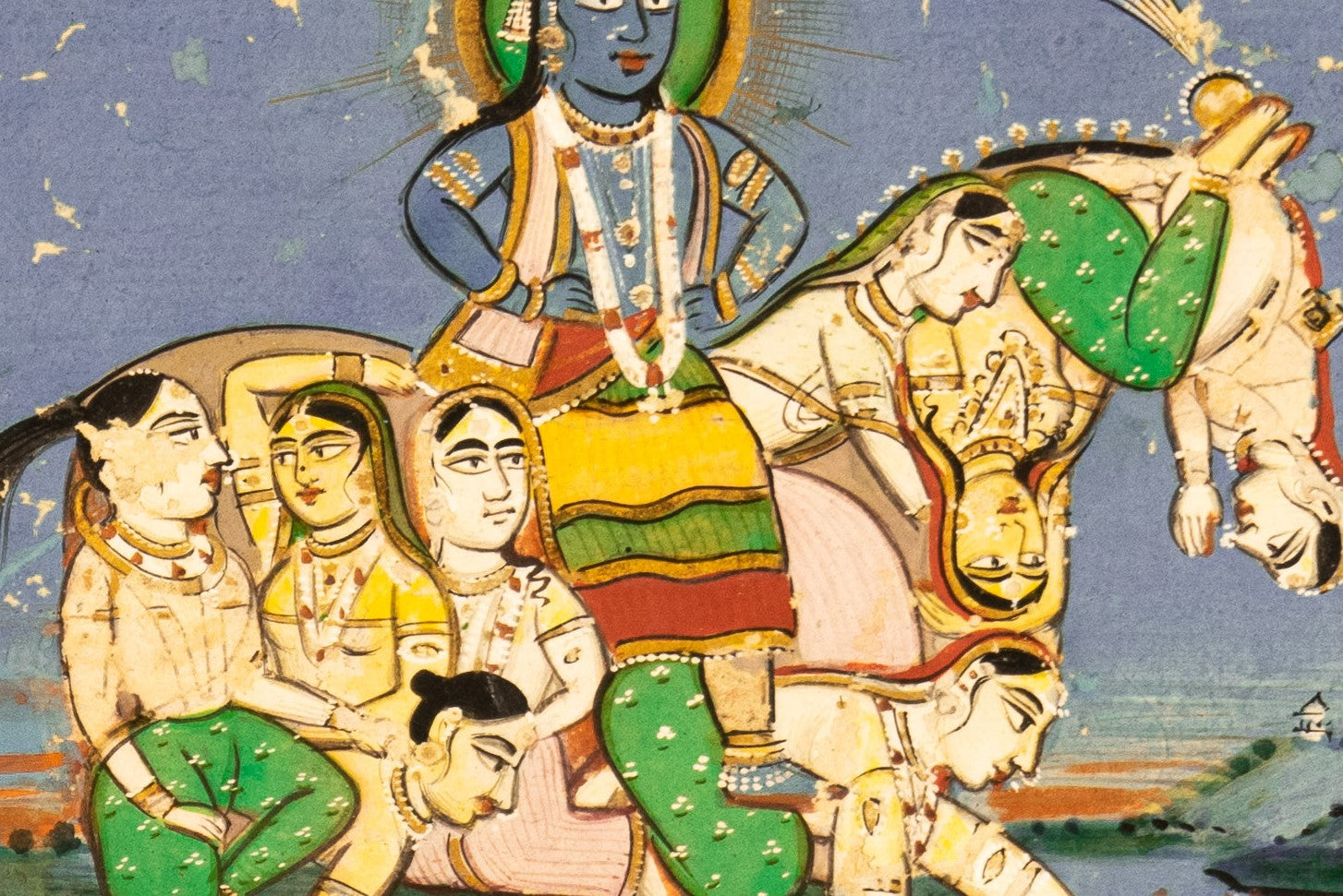 Miniature Painting, Indian, Visnu on a Horse, Antique