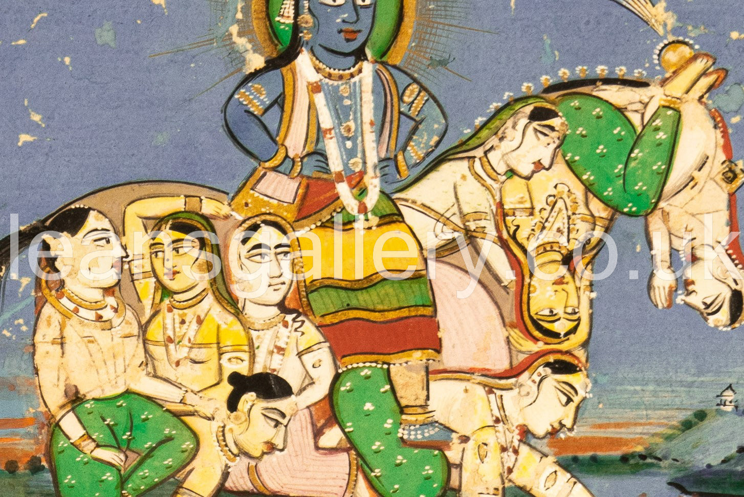 Miniature Painting, Indian, Visnu on a Horse, Antique