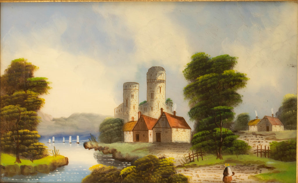 Antique, 19th C, English, reverse glass painting