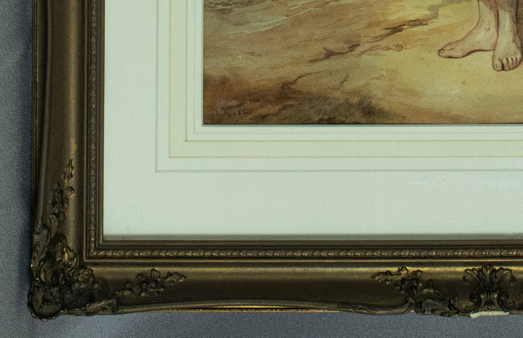Antique, watercolour painting, by French artist, Jules Bouvier, (1800-1867)