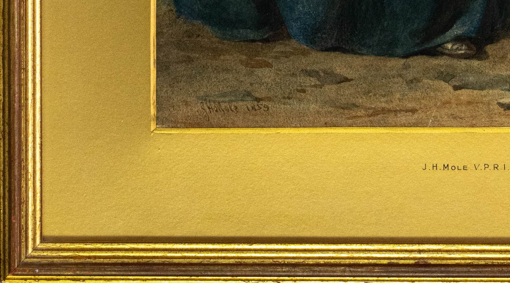Water Colour, Antique, 19th C, gilt framed, Tender Moments, John Henry Mole (1814–1886)