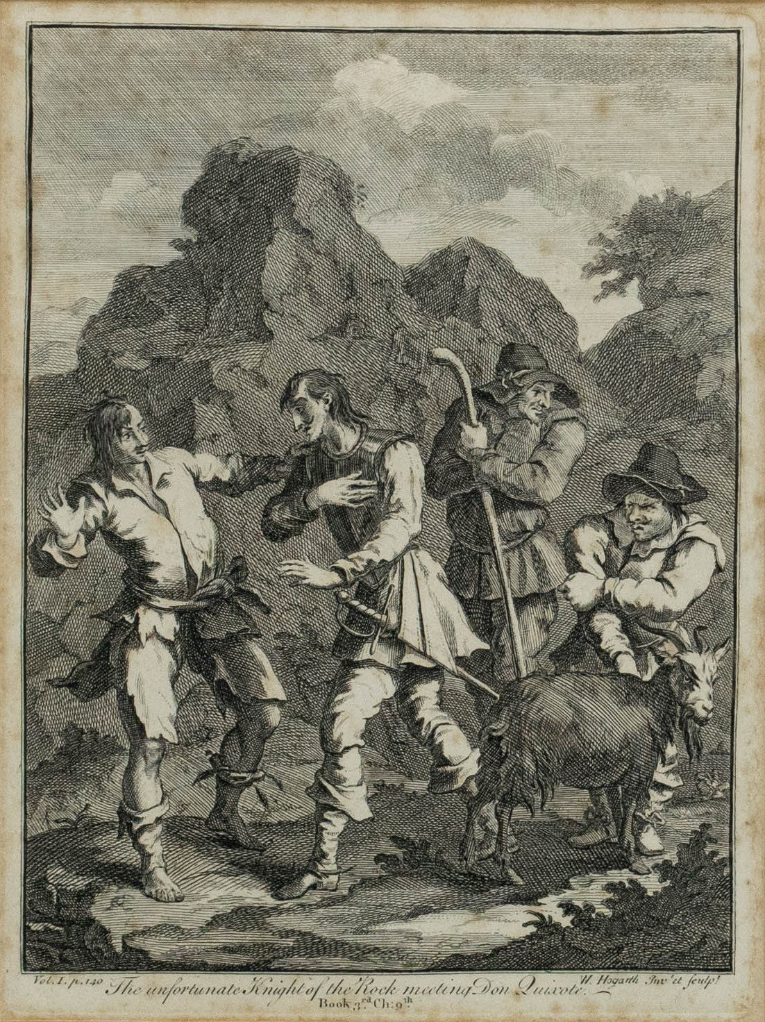 Engravings, William Hogarth, Rare circa 1756, set of 6 Don Quixote etc