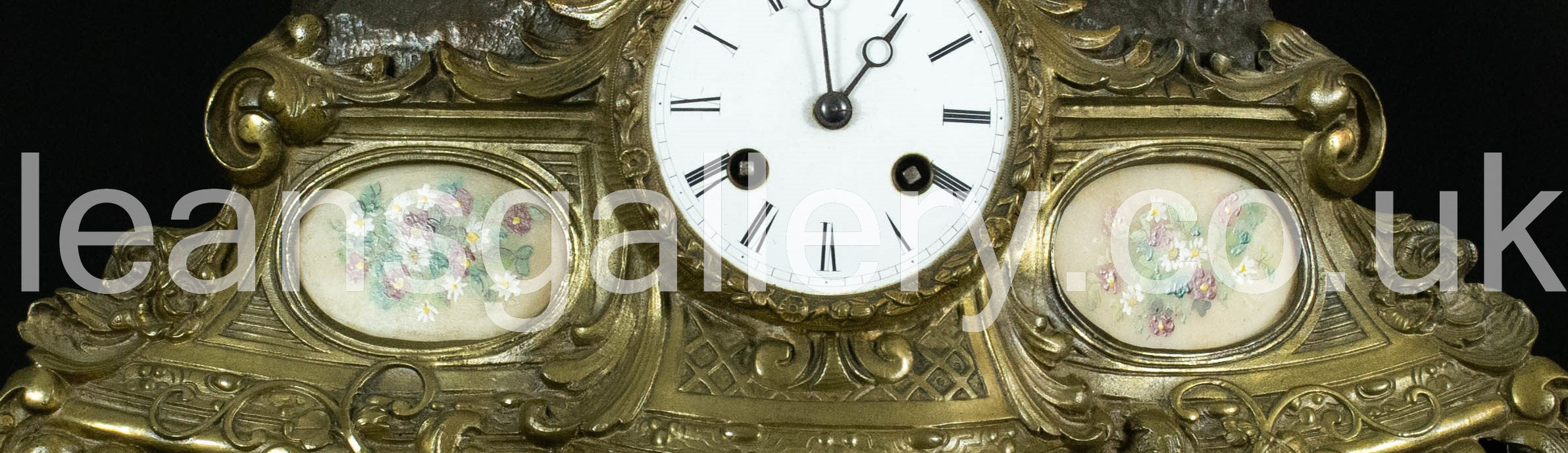 Stunning Antique French Figural Mantel Clock, Brass & Bronze Finish, Lady Garden Scene, c.19th Century