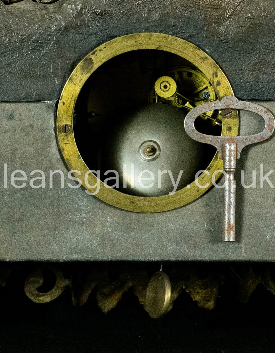 Stunning Antique French Figural Mantel Clock, Brass & Bronze Finish, Lady Garden Scene, c.19th Century