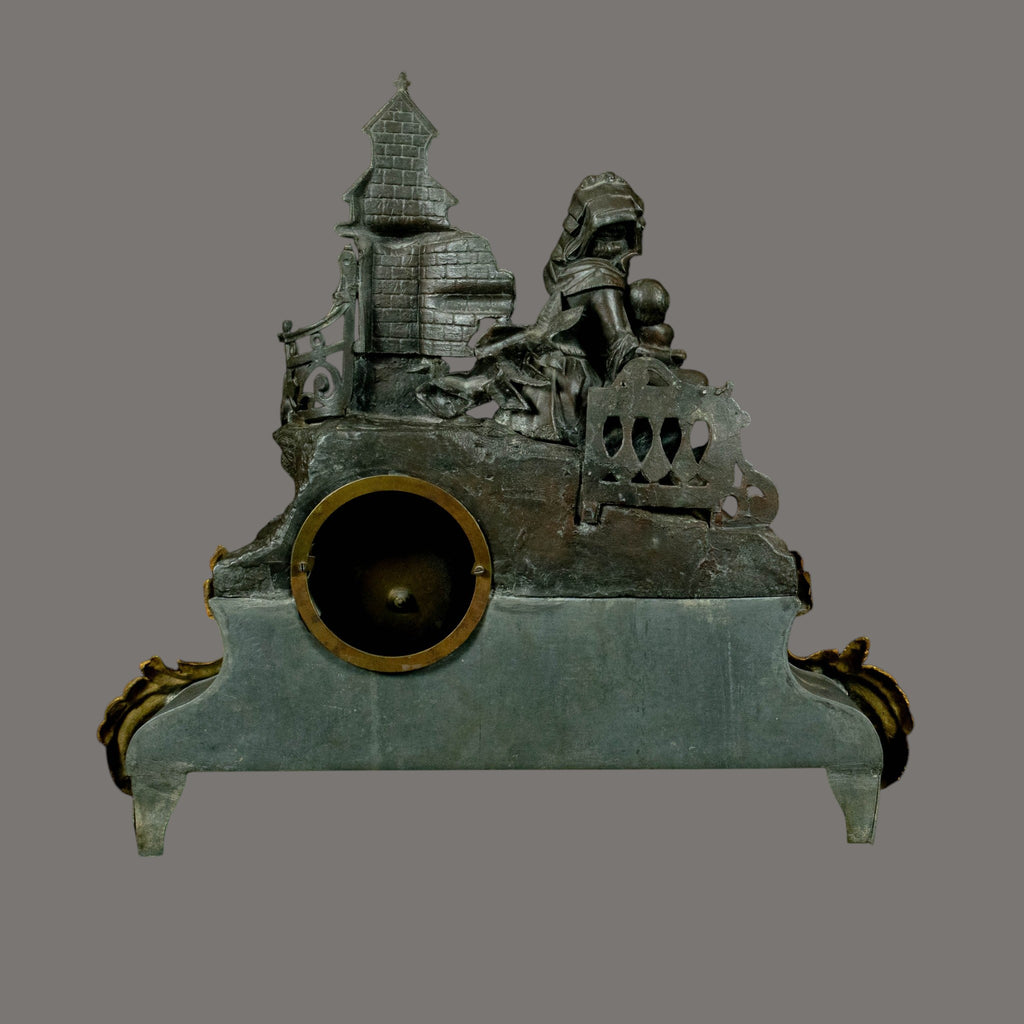 Antique Mantle Clock, 19th Century, French, Gilt Bronze – Mother & Child Figure