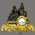 Antique Mantle Clock, 19th Century, French, Gilt Bronze – Mother & Child Figure