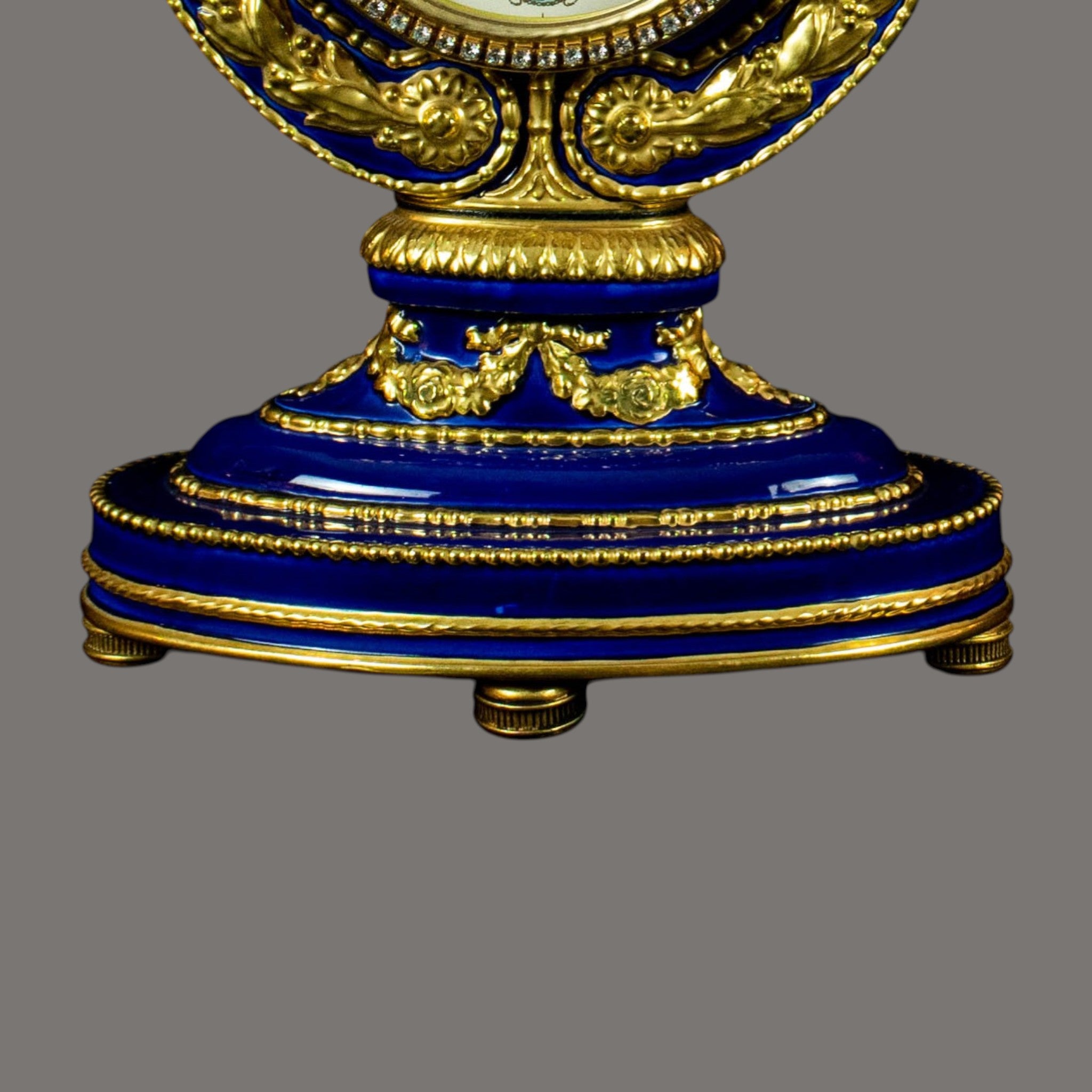 Mantle Clock, Marie Antoinette, Cobalt Blue Porcelain