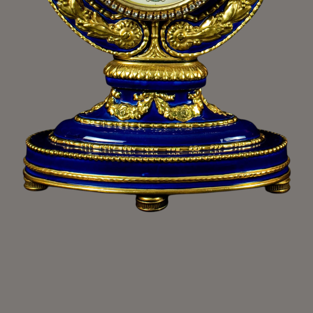 Mantle Clock, Marie Antoinette, Cobalt Blue Porcelain