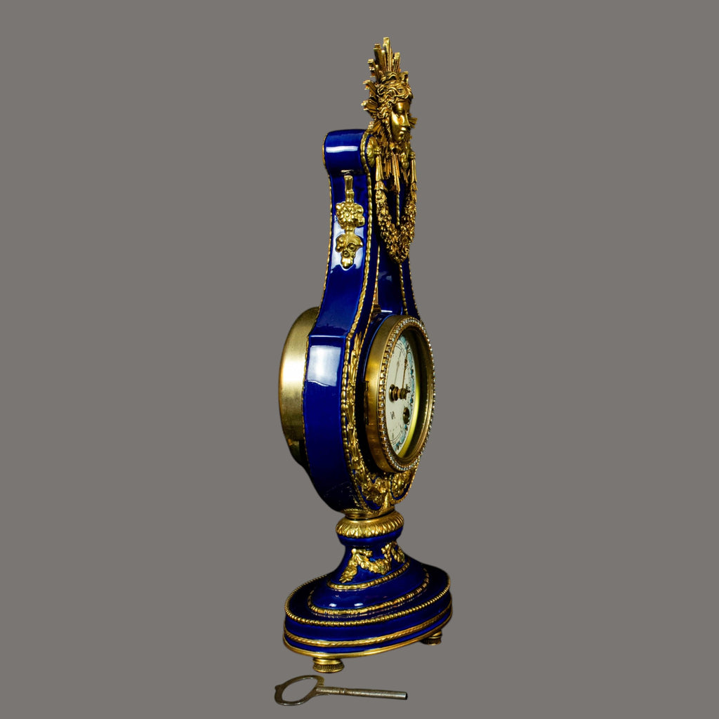 Mantle Clock, Marie Antoinette, Cobalt Blue Porcelain