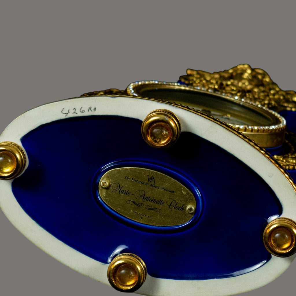 Mantle Clock, Marie Antoinette, Cobalt Blue Porcelain