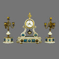 Mantle Clock, Alabaster, Garniture, 1870