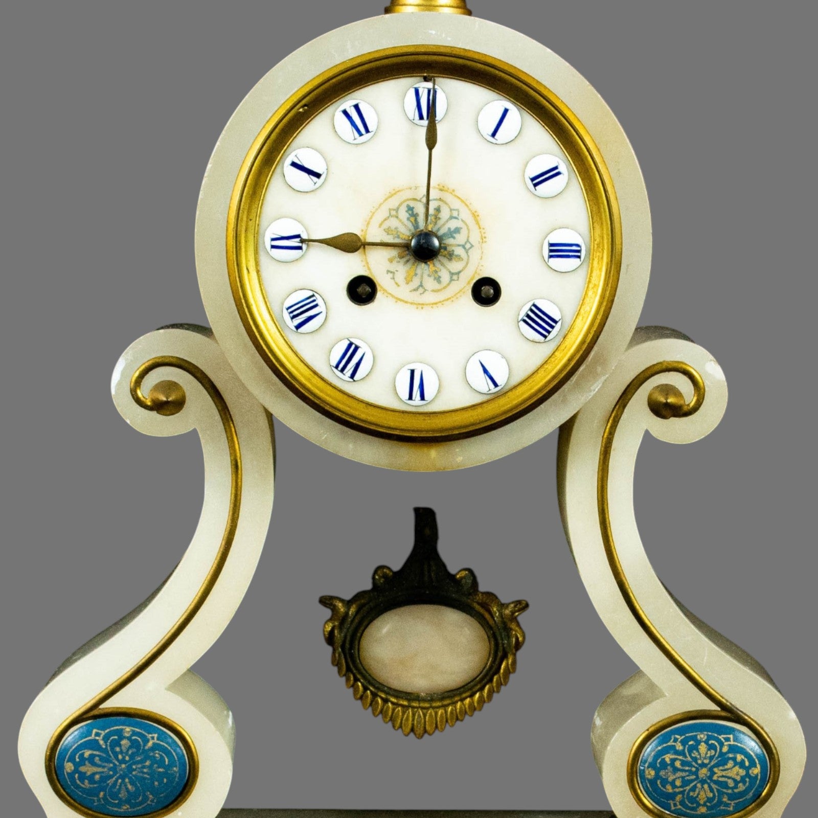 Mantle Clock, Alabaster, Garniture, 1870