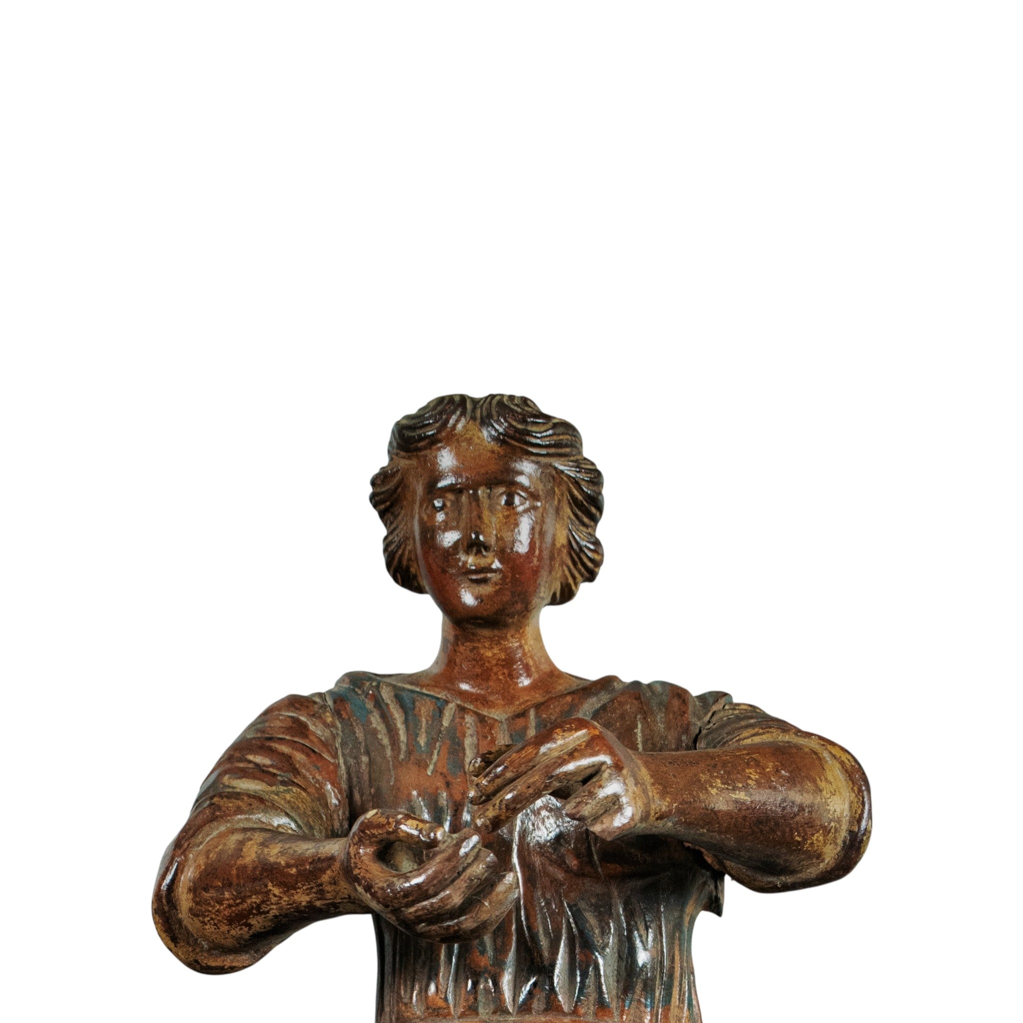 Antique Wood Figure, Saint, Italian, 18th Century