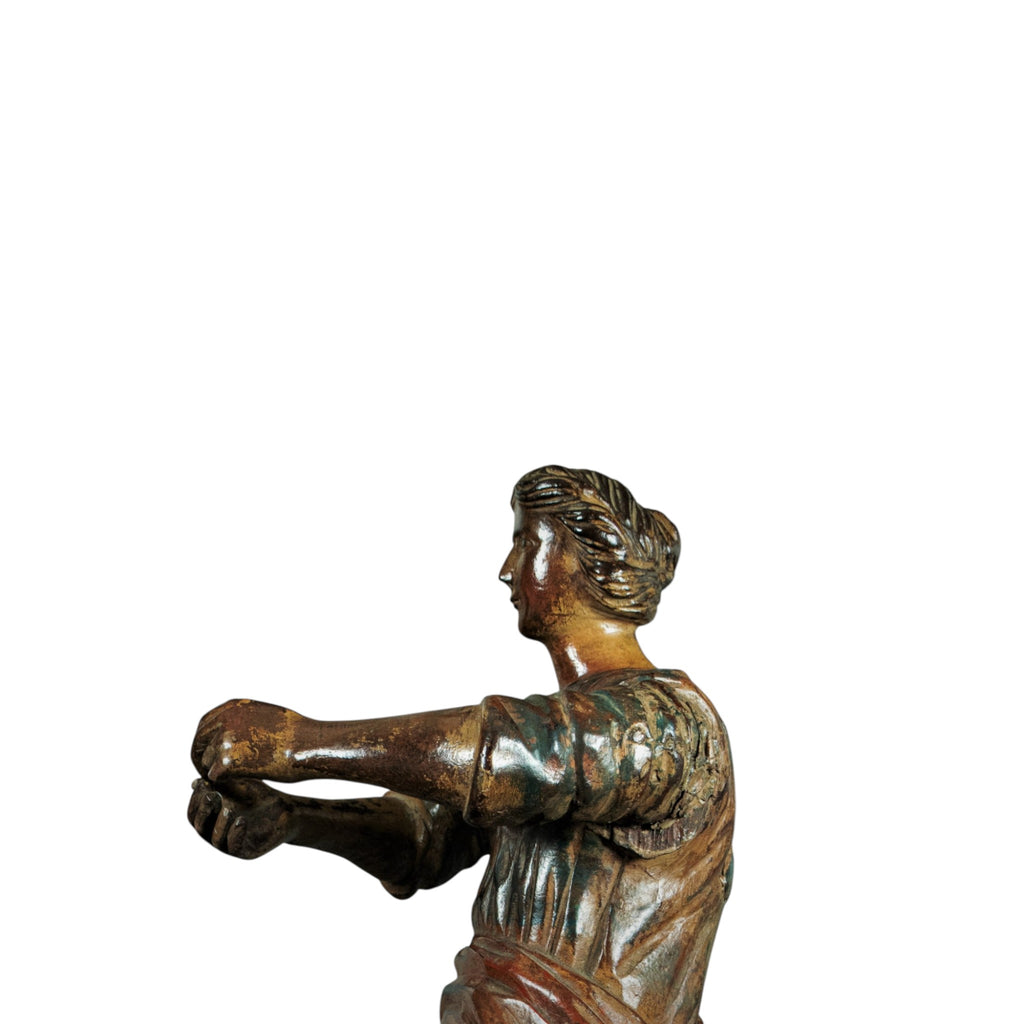 Antique Wood Figure, Saint, Italian, 18th Century