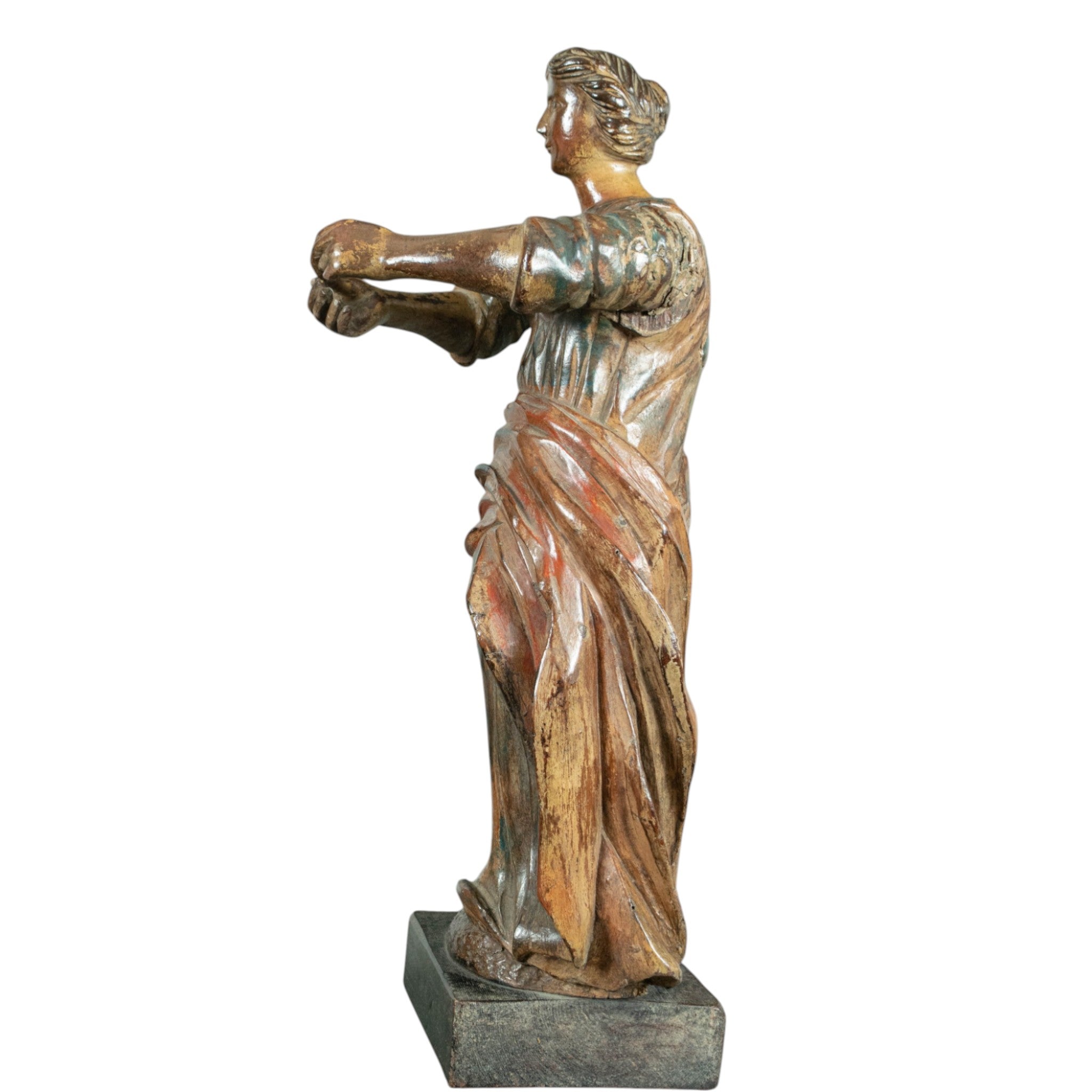 Antique Wood Figure, Saint, Italian, 18th Century