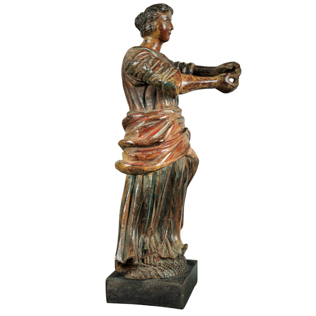 Antique Wood Figure, Saint, Italian, 18th Century