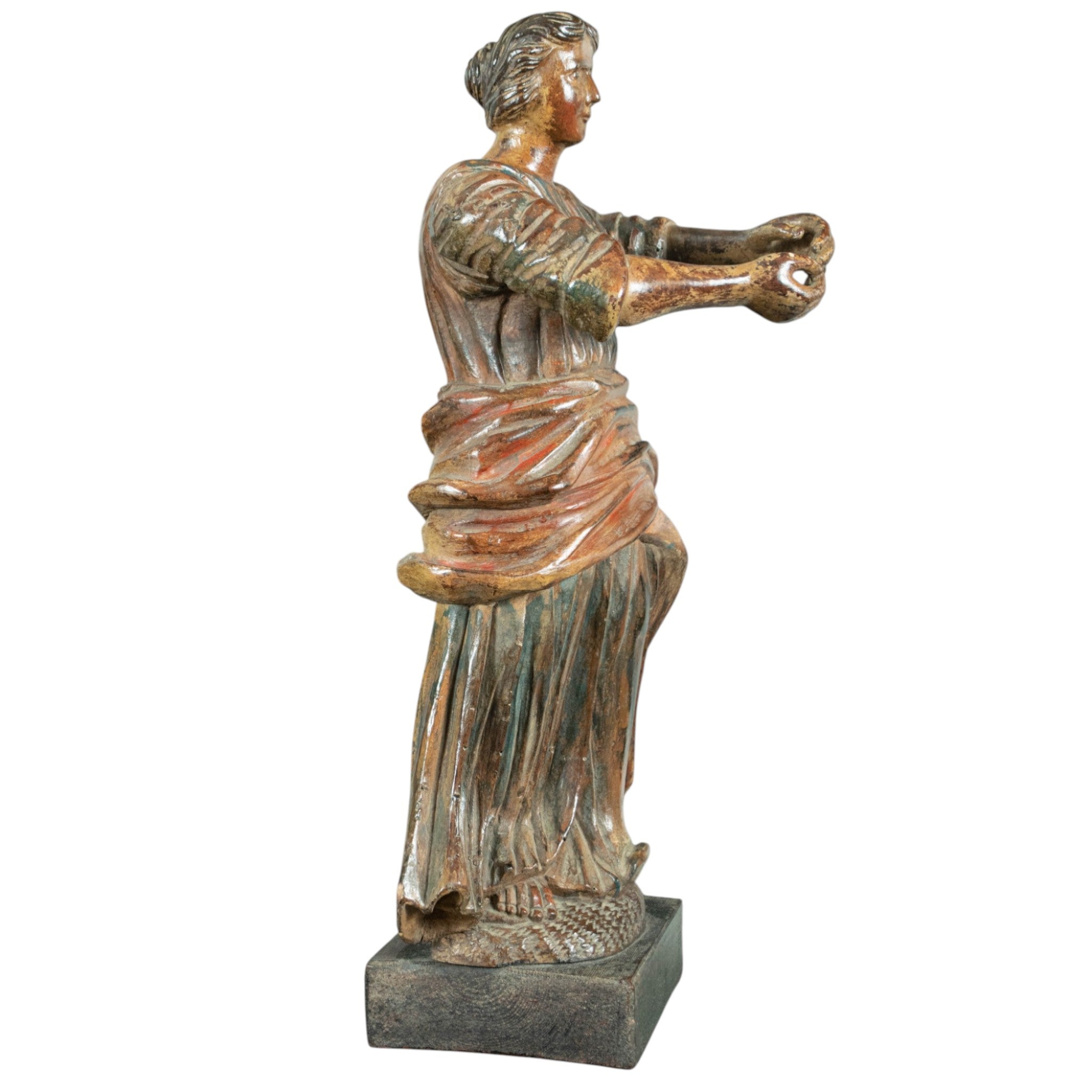Antique Wood Figure, Saint, Italian, 18th Century
