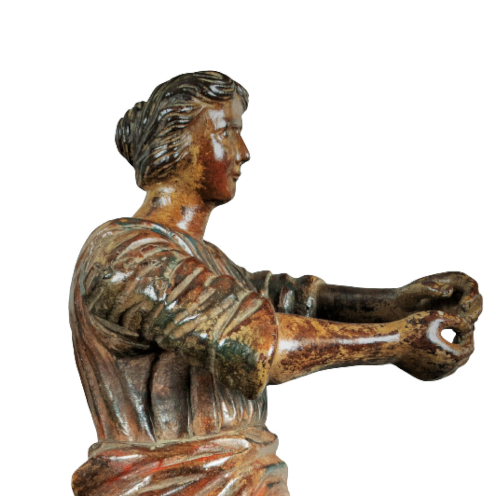 Antique Wood Figure, Saint, Italian, 18th Century
