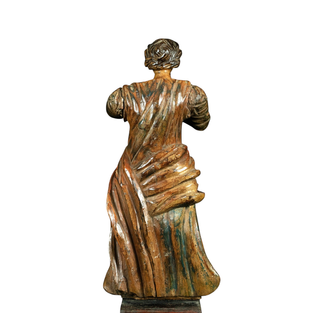 Antique Wood Figure, Saint, Italian, 18th Century