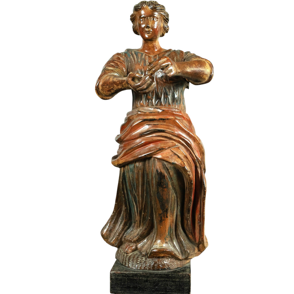 Antique Wood Figure, Saint, Italian, 18th Century